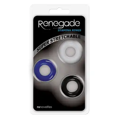 NsNovelties- Renegade Stamina Rings x3. Trzykolorowe ringi na penisa 
