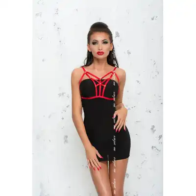 Me Seduce - Harness 1 Red S/M. Czerwona harnesa ze złotymi nitami 