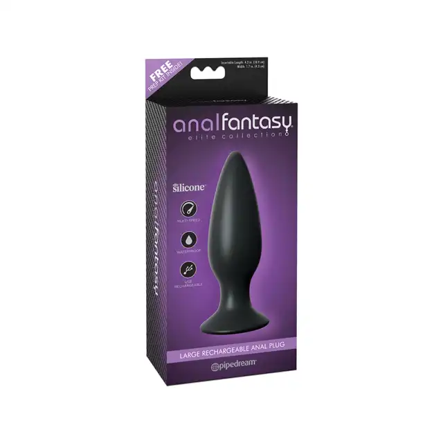 Anal Fantasy - Rechargeable Silicone L Plug Black. Wibrująca wtyczka analna rozmiar L