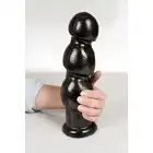 Dinoo - Gaston. Czarne dildo o falowanej powierzchni, 27,5 cm