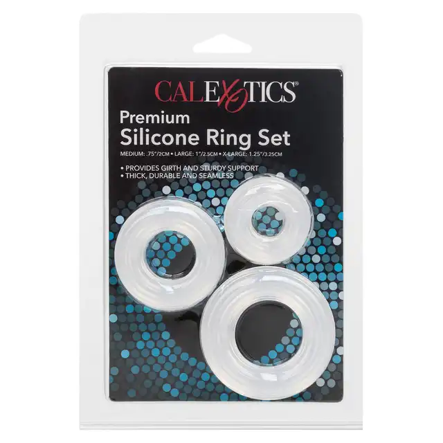 Calexotics - Silicone Ring Set Clear. Zestaw 3 transparentnych ringów na penisa. 