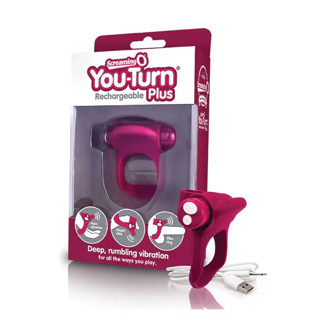 The Screaming O - Charged You Turn Merlot USB. Designerski ring na penisa w kolorze czerwonego wina 