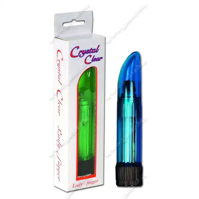 Crystal Clear - Lady Finger Blue 5". Niebieski wibrator o klasycznym kształcie. 