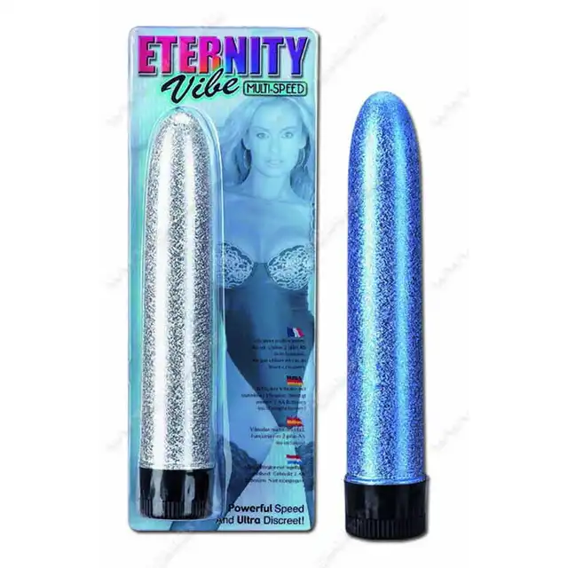 Eternity - Vibe Vibrator Silver 7". Brokatowy niebieski wibrator 17,5 cm