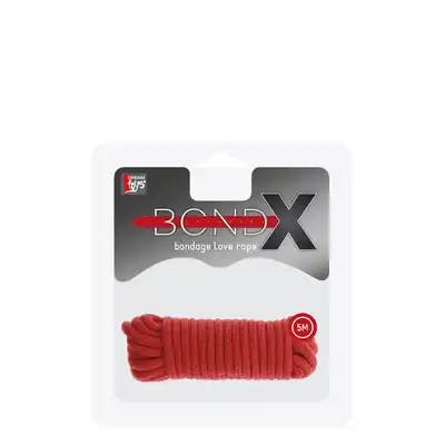 Dream Toys - Bond X Red 5 m. Bawełniana czerwona lina do wiązania. Bezpieczna, miękka i solidna!