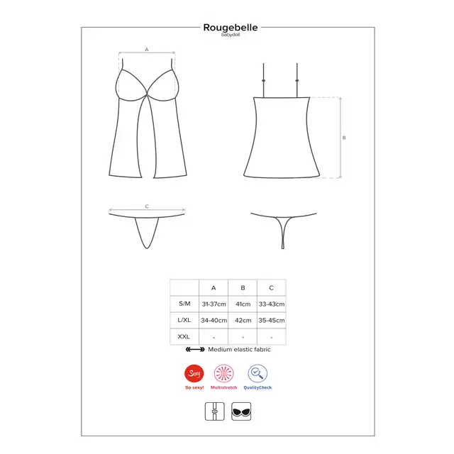 Obsessive - Rougebelle Babydoll S/M czerwona