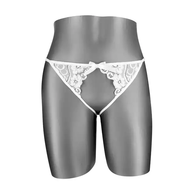 Concorde Sandra White One Size. Białe Stringi z Dziurką. 