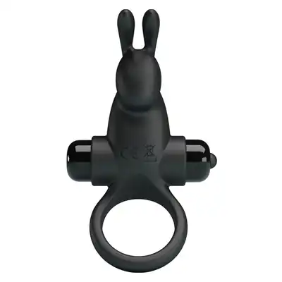 Pretty Love - Vibrant Penis Ring I. Czarny ring na penisa z wibrującym króliczkiem