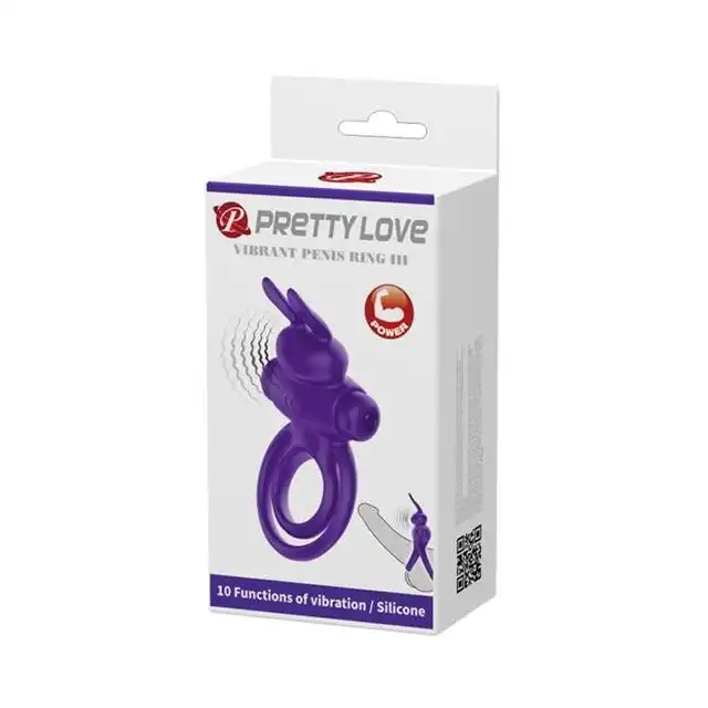 Pretty Love - Vibrant Penis Ring III. Fioletowy podwójny ring z króliczkiem
