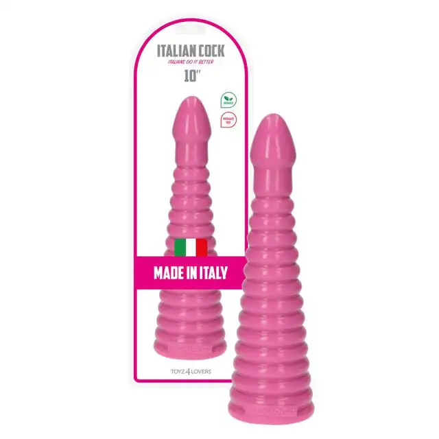 Toyz 4 Lovers Italian Cock 10" Pink. Gigantyczne Dildo Analne Prążkowane 26cm. Prosto z Włoch.