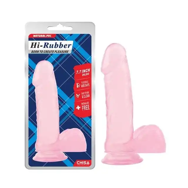 Chisa - Hi-Rubber 7,7 Inch Dildo Różowy - miękkie i el