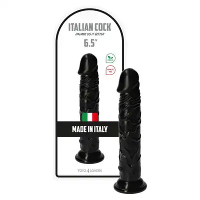 Toyz 4 Lovers Italian Cock 6.5" Black. Małe Realistyczne Czarne Dildo 16cm. Prosto z Włoch.