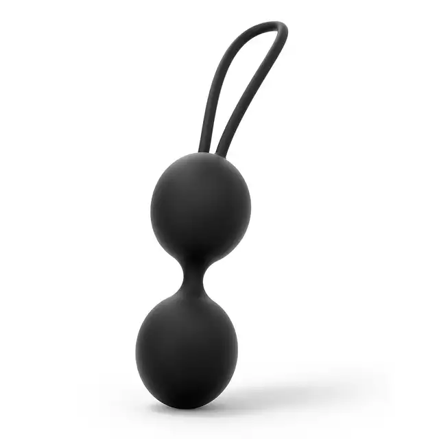 Dorcel - Dual Balls Noir. Delikatny silikon. Czarne kulki gejszy z podwójnym sznureczkiem