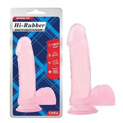 Chisa - Hi-Rubber 7,7 Inch Dildo Różowy - miękkie i elastyczne dildo. 19,5 cm przyjemności!
