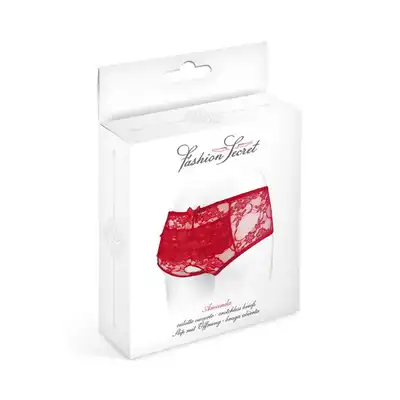 Concorde Amanda Red One Size. Czerwone Koronkowe Majtki Pełne z Dziurką.