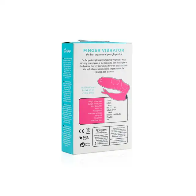 EasyToys - Finger Vibrator - Pink. Wibratorek zakładany na palec. Piękny, silikonowy, nieduży. Jednocześnie stym. punkt G i łechtaczkę.