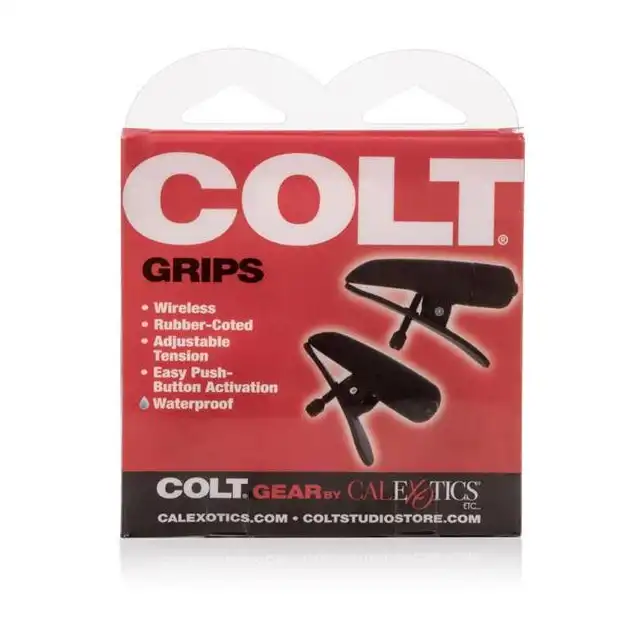 Calexotics - Colt Grips Black. Czarne wibrujące klamerki na sutki