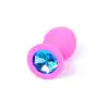 Plug Pink Silikon Small Blue Diamond 7cm. Ekskluzywna Biżuteria Analna - Różowy Silikonowy Plug z Jasnoniebieskim Diamentem