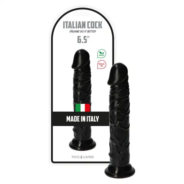 Toyz 4 Lovers Italian Cock 6.5" Black. Małe Realistyczne Czarne Dildo 16cm. Prosto z Włoch.
