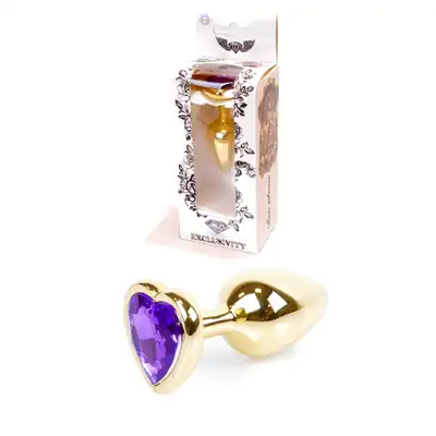Plug-Jawellery Gold with Purple Diamond. Biżuteria Analna Złoty Plug z Fioletowym Diamentem.