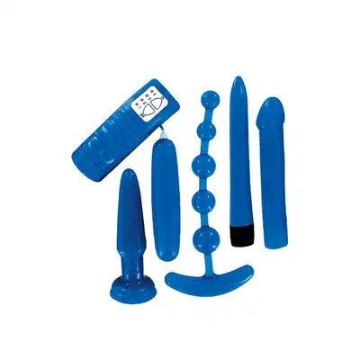 Mini Kit Strong Blue 5 Set. Zestaw do Seksu Analnego 5 Zabawek. Niebieski.