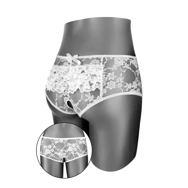 Concorde Amanda White One Size. Białe Koronkowe Majtki Pełne z Dziurką.