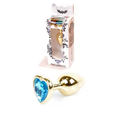 Bseries - Plug-Jawellery Gold with Light Blue. Biżuteria Analna Złoty Plug z Jasnoniebieskim Diamentem.