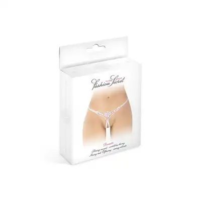 Fashion Secret - White Open Crotch Thong. One Size. Uniwersalny rozmiar, białe otwarte stringi. 