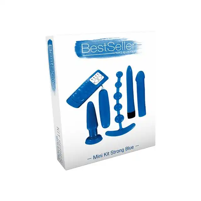 Mini Kit Strong Blue 5 Set. Zestaw do Seksu Analnego 5 Zabawek. Niebieski.