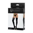Glossy - Shiny Wetlook Stockings Lotis Black. Pończochy Czarne Imitujące Latex Lotis.