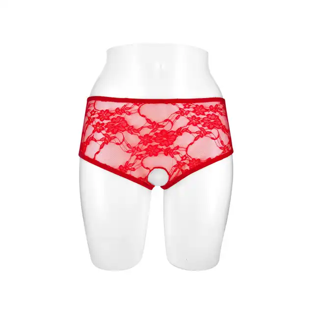 Concorde Amanda Red One Size. Czerwone Koronkowe Majtki Pełne z Dziurką.
