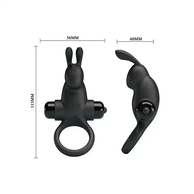 Pretty Love - Vibrant Penis Ring I. Czarny ring na penisa z wibrującym króliczkiem