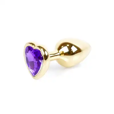 Plug-Jawellery Gold with Purple Diamond. Biżuteria Analna Złoty Plug z Fioletowym Diamentem.