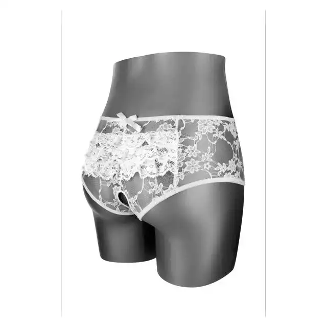 Concorde Amanda White One Size. Białe Koronkowe Majtki Pełne z Dziurką.