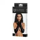 Glossy Gloves M Size Black. Rękawiczki Czarne Linia Fetish Imitujące Latex.