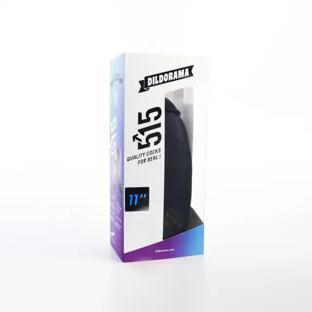 Dildorama - 515 line - 11" Black Succion. Potężne, wysokiej jakości czarne dildo. Mocna przyssawka, idealny kształt. 