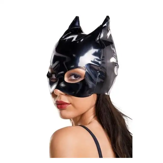 Glossy Wetlook Cat Mask Black. Czarna Maska Kobieta Kot.