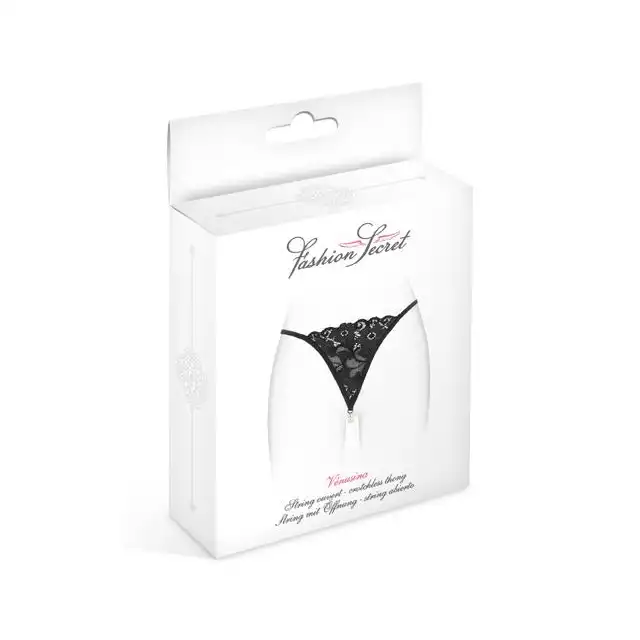 Concorde Venusina Black One Size. Czarna Francuska Bielizna Stringi.