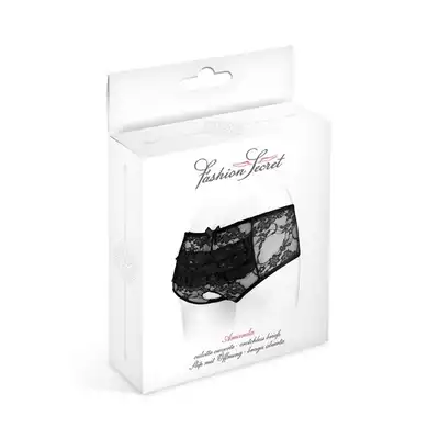 Concorde Amanda Black One Size. Czarne Koronkowe Majtki Pełne z Dziurką.