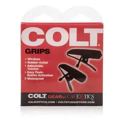 Calexotics - Colt Grips Black. Czarne wibrujące klamerki na sutki