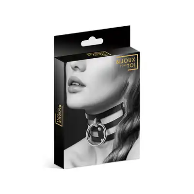 Bijoux Pour Toi-  Ras de Cou Fetish Noir. Naszyjnik Erotyczny z Kółkiem.