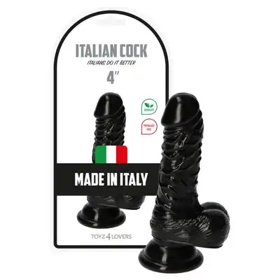 Toyz 4 Lovers Italian Cock 4" Black. Małe Realistyczne Cieliste Dildo 10,5cm. Prosto z Włoch.