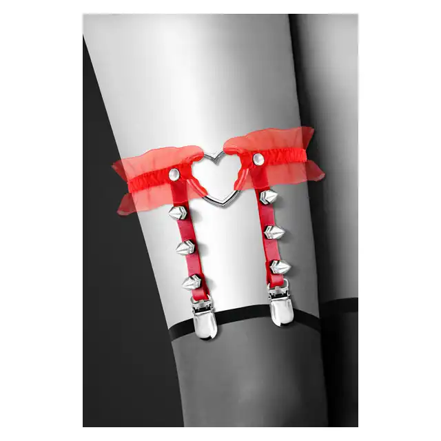 Bijoux Pour Toi -  Jarretiere Coeur Rouge. Elegancka Czerwona Podwiązka w Stylu SM.