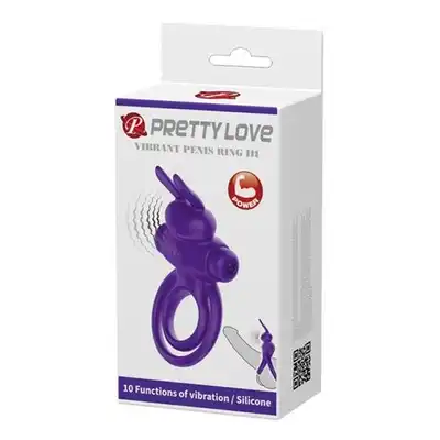 Pretty Love - Vibrant Penis Ring III. Fioletowy podwójny ring z króliczkiem