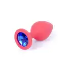Red Silikon Plug With Blue Diamond M 8cm. Plug Jawellery - Ekskluzywna Biżuteria Analna. 
