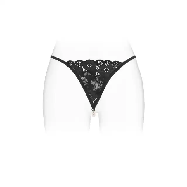 Concorde Venusina Black One Size. Czarna Francuska Bielizna Stringi.