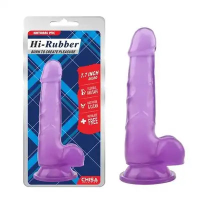 Hi Rubber fioletowe dildo 19,5 cm 