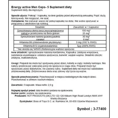 HOT - Ero Men Energy Caps 5 szt. Tabletki wspomagające erekcję