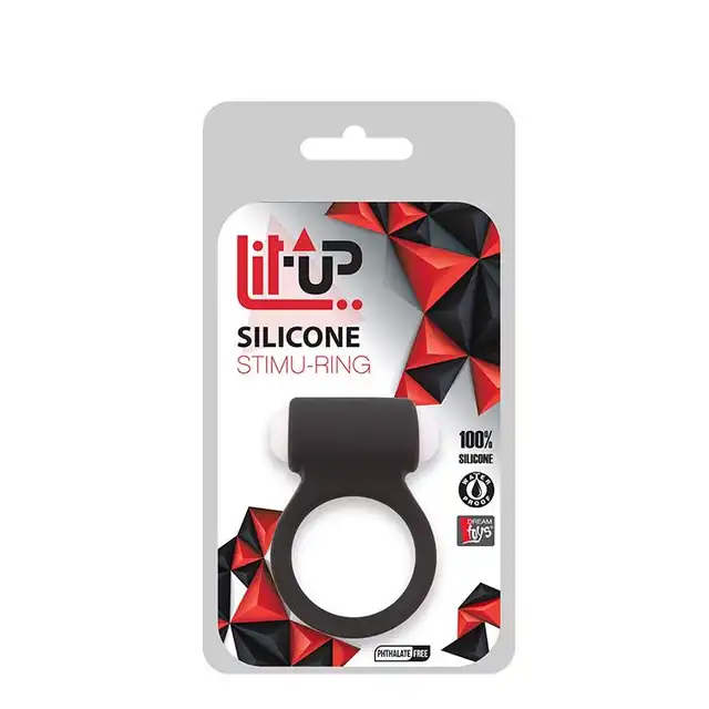 Lit-Up - Silicone Stimu Ring. Czarny ring na penisa z wibracjami