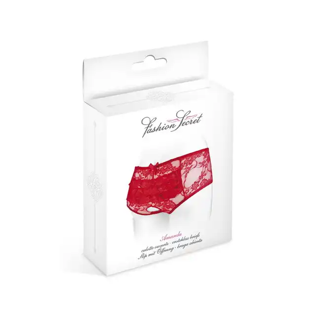 Concorde Amanda Red One Size. Czerwone Koronkowe Majtki Pełne z Dziurką.